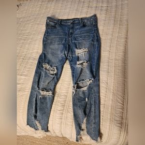 American eagle hi-rise distressed cropped jegging